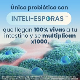 Enterogermina Suspensión de Bacillus Clausii con 4 Billones de UFC de Probióticos 10 Ampolletas de 5 ml. Alivia la Diarrea, Restaura y Protege la Flora Intestinal para Niños y Adultos