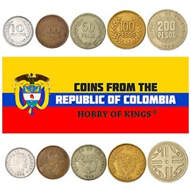 5 Colombia Coins from South America | Old Collectible Colombian Cash Lot | Perfect Choice For Your Coin Bank, Holders And Collection Album