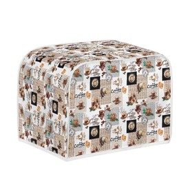 NETILGEN Toaster Cover Kitchen Bakeware Protector Fits for Most Standard 4 Slice Toasters, Keep Toaster Free From Dust Stain Fingerprints Oven Dustproof Cover, Love Coffee Vintage