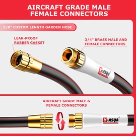 YASQA Heavy Duty Garden Hose 100 ft 5/8 Inch, Contractor's Leak Proof Durable No Kink Easy Coil Flexible Hose Black & water hose 100ft