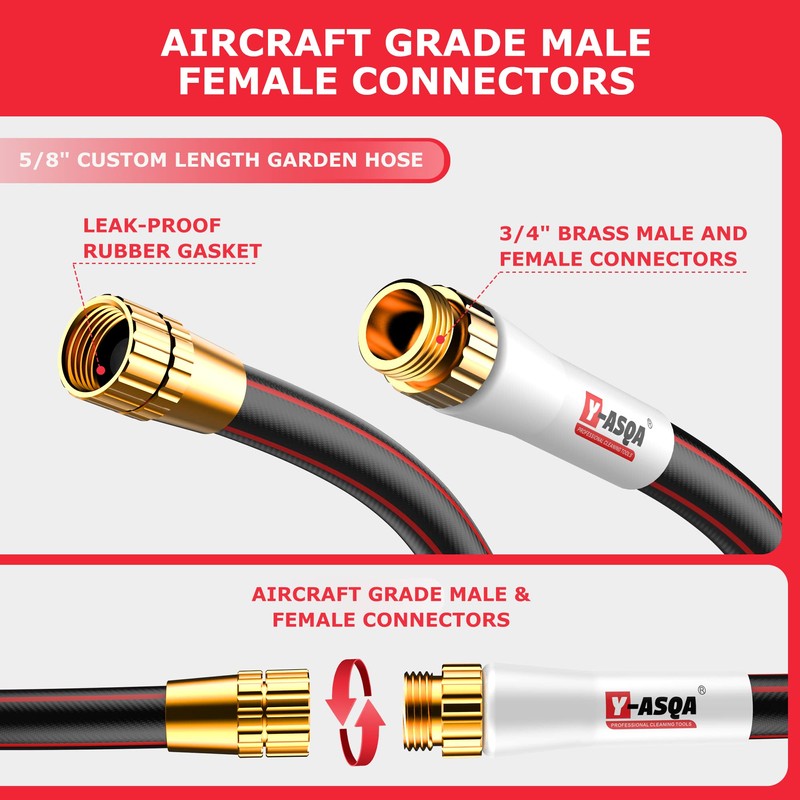 YASQA Heavy Duty Garden Hose 100 ft 5/8 Inch, Contractor's
