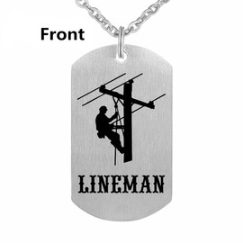 Lineman Prayer Necklace Stainless Steel Dog Tag Gift Idea from Wife Pendant Keyring