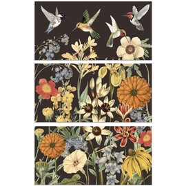 GLOBLELAND 3Pcs Vintage Flowers and Birds Theme Rub on Transfer Stickers Furniture Decor Transfer Stickers Wall Art Decals for Bedroom Living Room Desk Table Decoration, 45x30cm/17.7x11.8inch