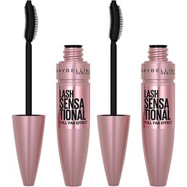 Maybelline New York - Máscara lavable Maybelline Lash Sensational, Blackest Black, 2 unidades