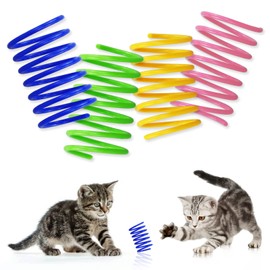LAMXD 20 Pcs Cat Spring Toys Colorful Spring Cat Toy BPA-free Plastic Coil Spiral Springs Pet Interactive Toys for Cat Kitten Pets Novelty Gift