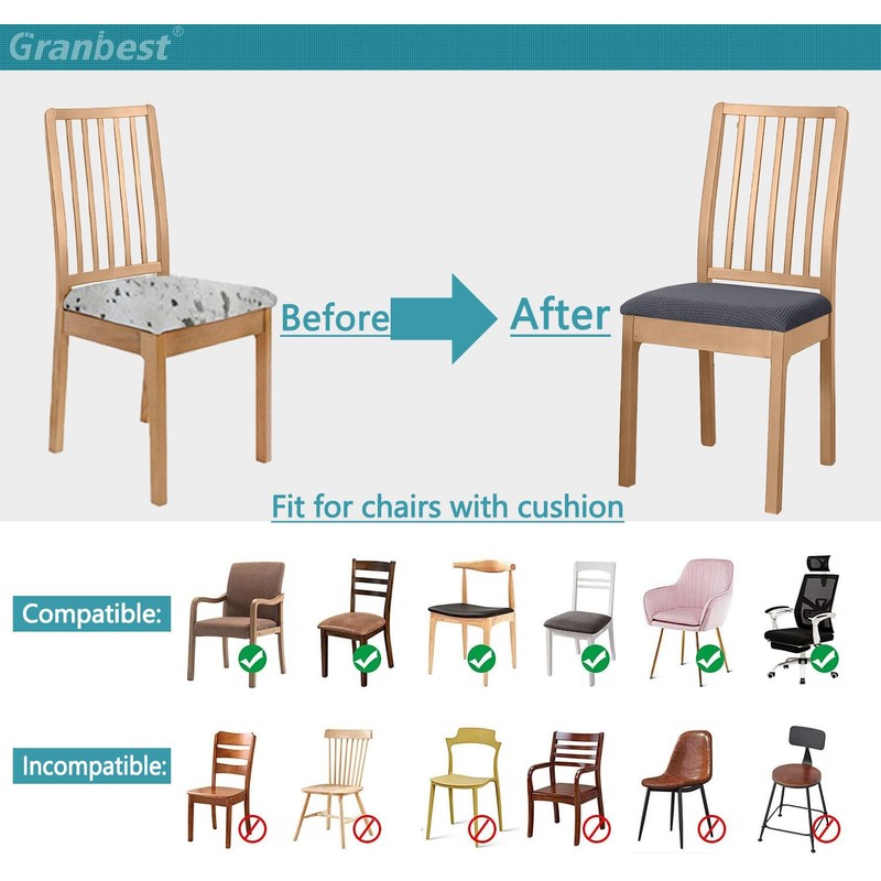 Granbest Jacquard Dining Chair Seat Covers Set of 4, High