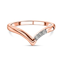 TJC White Diamond Wishbone Ring for Women Size M with Prong Setting in 18K Rose Gold Plated 925 Sterling Silver April Birthstone Metal Wt. 1.64 Grams