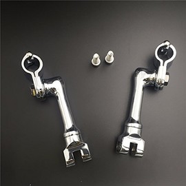 SMT-Chrome Long Angled Adjustable Highway Peg Mounting Kit Compatible With Bike Equipped with 1-1/4 inch Front Engine Guard Frame Tube GoldWing VTX1300 Shadow Valkyrie Triumph [B01AVHBI8Y]