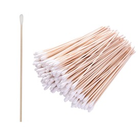 MIGNZE 200 Pieces Cotton Buds Bamboo and Cotton Swabs, Sustainable Cotton Buds Made of Bamboo and Cotton, Cotton Swabs Long Cotton Buds with Wooden Handles