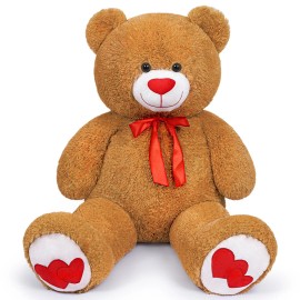 Factory Direct Sale 43-Inch Giant Soft Plush Stuffed Animal Teddy Bear Toy for Boyfriend Girlfriend Valentine's Day GiftColor: Dark brown, size: 110cm/43in