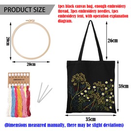 DKDDSSS Embroidery for Beginners Fabric Bag Set, DIY Craft Set Adults, Embroidery Set Adults, Includes Instructions, Embroidery Hoop and Fabric Bag with Floral Pattern for Beginners (Chamomile)