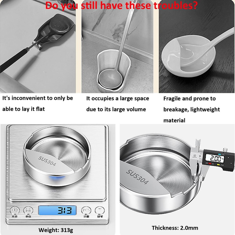 Serlife Soup Spoon Tray, Cooking Spoon Rest 304 SUS Spoon