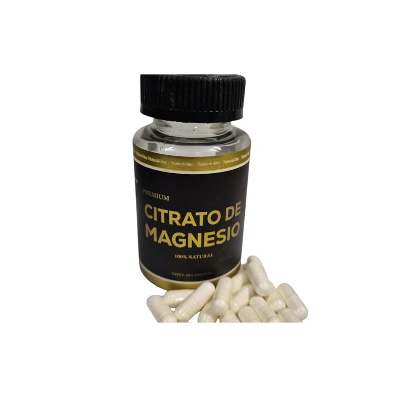 Citrato de Magnesio Premium, 100 Natural, Suplemento Alimenticio, 60 Cápsulas