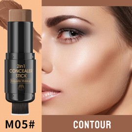 2-in-1 Contour+Highlighter Stick - Bronzer for Face Contours, 24-Hour Waterproof & Glare, Vegan, Non-Comedogenic, Matte, Universal Skin Tones (Mocha, One Size)