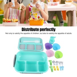 Haofy 16PCS Bento Box Kids Set, Reutilizable 1300ml Caja Bento para Niños 4 Compartimentos, Contenedores para Almuerzo, Fiambrera para Adulto con Cuchara Almuerzo de Frutas (Verde)