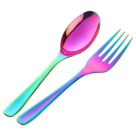 Buyer Star Buffet Serving Utensils Set of 2, Stainless Steel 10 inch Long Handle Buffet Salad Spoon & Fork, Dishwasher Safe