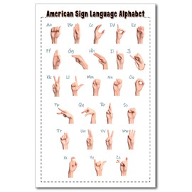 Zieglerworld American Sign Language ASL Alphabet & Numbers Laminated Double Sided Educational Learning Tools Chart 8 1/2 x 11