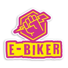 2 x 10cm E-Biker Lightning Bolt Vinyl Stickers - Pink MTB Mountain Bike Men's Electric Sticker #70812