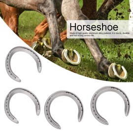 Gavigain 4Pcs Horse Riding Aluminium Alloy Horseshoe Kit,Horse Shoe Horse Riding Tool Equipment Accessories Wear Resistant for Horseshoe (Size 6)