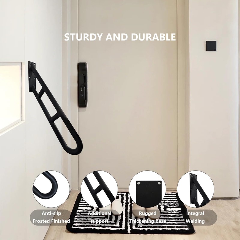 2 Pack U-Shaped Hand Railings for Outdoor Steps, Heavy Duty