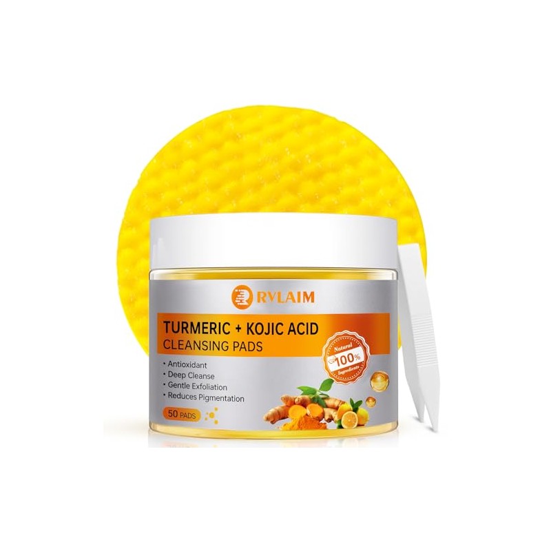 Turmeric Kojic Acid Cleansing Pads, 50 PCS Turmeric Pads for