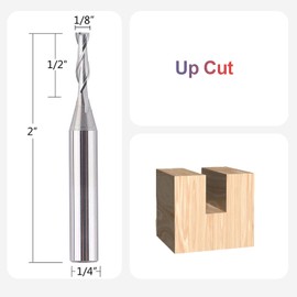 SpeTool 5PCS 1/8 Cutting Diamter Spiral Upcut Router Bit with1/4 Shank,Carbide CNC Wood Router Bits Set for Plunge Slot Cutter
