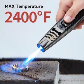 ZQMW Torch Lighter, Butane Lighter, Windproof Adjustable Big Jet Flame Butane Torch, Refillable Gas Long Torch Lighter with Safety Lock for Candle Grill Camping BBQ Kitchen Soldering, Gas Not Included