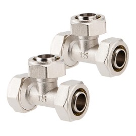 TRUCFUSION 3/4" Air Piping Fitting, Tee Rapid Air System Kit 200PSI Nickel-Plated Brass with Double O-Ring For Compressed Air Piping System (2PCS)