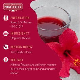 Organic Positively Tea Company, Hibiscus Herbal Tea Bags, 100 Count, Eco-Friendly Tea Bags, Non-GMO