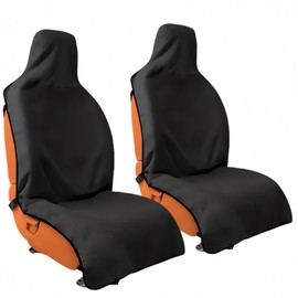 LIROCORA Waterproof Sweating Car Seat Cover - Towel Material Non-Slip Bucket Protector, for Post-Workout & Outdoor (Gym/Running/Beach), Universal Fit Cars/SUV/Trucks, Machine Washable (2PCS Black)