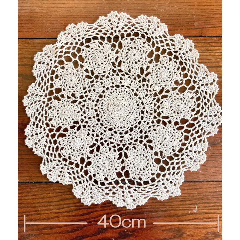 milkcat Hand Woven Round Lace White 40cm 2 Pieces Afternoon
