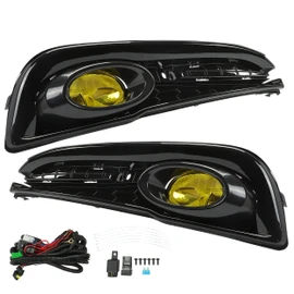 HECASA Fog Lights Compatible with 2013-2015 Honda Civic 4-Door Sedan Bumper Fog Lamp w/Switch Replacement for HO2592135 HO2593135 HO1038114 HO1039114- Yellow