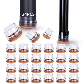 SYLIKENATE 24 Pcs Chair Leg Floor Protectors for Hardwood Floors,Floor Protectors for Furniture Legs,Silicone Chair Leg Protectors Felt,Furniture Pads Protect Your Floors from Scratches and Noise