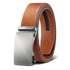 Zitahli Mens Belt Leather - Ratchet Belt for Men Dress Pant Shirt Oxfords,Micro Adjustable Black Brown Belt,Trim To Fit 34"-40"