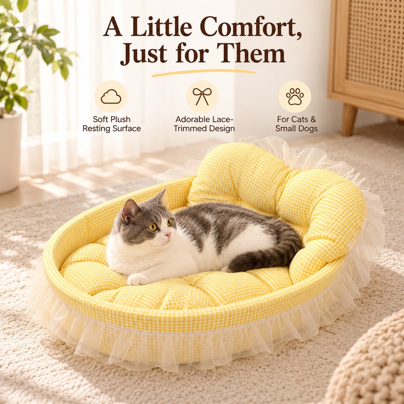 Soft Plush Cat & Small Dog Sofa Bed for Indoor