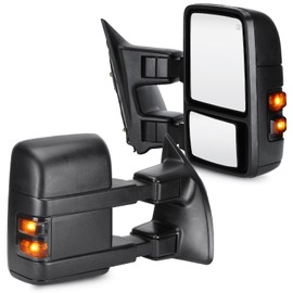 Youxmoto Towing Mirrors fit for 2008-2016 for Ford for F250 F350 F450 F550 Super Duty Pickup Truck Mirrors, Heated; Manual Telescoping/Folding; Turn Signal; Left+ Right Side Mirrors; Black