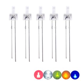 100PCS 2mm Flat top LED Diode Light Assorted Kit Green Blue White Yellow Red Component DIY (Water Clear Len Kit(r,g,b,w,y), 2mm Flat top)