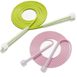 2 Pcs Kids Skipping Rope Adjustable Adult Fitness Jumping Rope Gym Workout Training Boxing PVC Speed Jump Ropes for Men Women Kids Teenagers (Pink+Green)