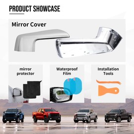 Chrome ABS Mirror Cover for 2019 2020 2021 2022 2023 2024 2025 Chevy Silverado 1500 & GMC Sierra 1500,Precision Fit Replacement Side Caps (Chrome, Left)