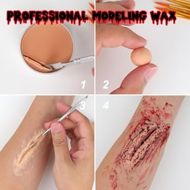 Kit de Cera de Cicatriz de Sangre Falsa, Cera de Piel, Gel de Sangre Falso, Cicatriz de Modelado de Heridas Maquillaje de Pintura Corporal, SFX Maquil