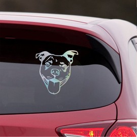 NBFU Pitbull Face Stencil 1 (Hologram) (Set Of 2) Premium Waterproof Vinyl Decal Stickers for Laptop Phone Accessory Helmet Car Window Bumper Mug Tuber Cup Door Wall Decoration