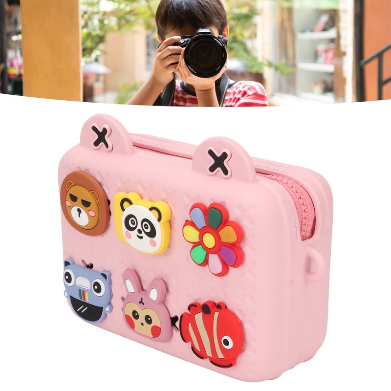 Kids Single Shoulder Camera Bag DIY Cartoon Decors Shock Absorbing
