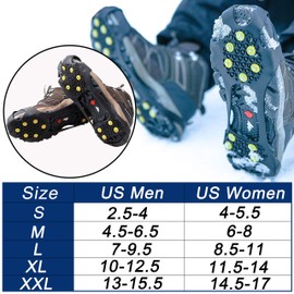 Ice Cleats Snow Traction Cleats Anti Slip Crampons Ice Grippers for Boots Shoes Walking on Snow and Ice Traction Cleats Crampons Slip-on Stretch Footwear