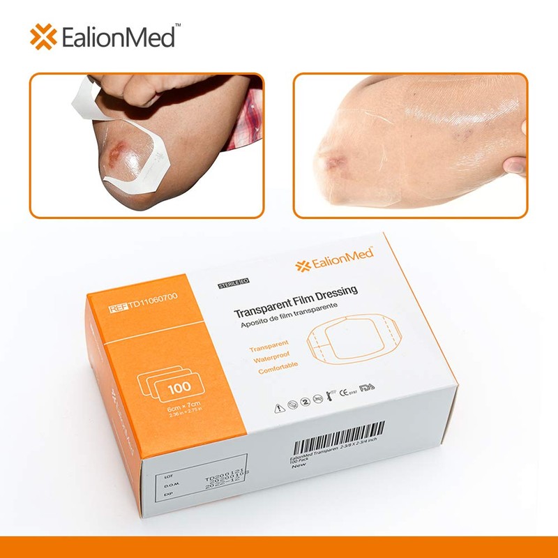 EalionMed Transparent Film Dressing, Waterproof Wound Bandage, Adhesive Patch, 2.75''