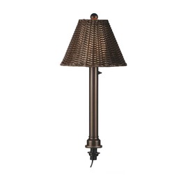 PATIO LIVING CONCEPTS Umbrella Table Lamp 17777 with 2" Bronze Tube Body and Walnut All-Weather Wicker Shade