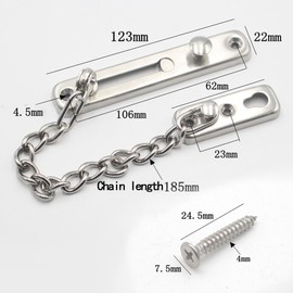 VIVIIHOO Door Security Chain Made of Stainless Steel, Lockable Door Protection, Chain Lock for Home Door and Window with Screws, Scratch Protection & Theft Protection, Suitable for Interior Doors and