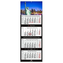 Geiger-Office 4 Month Wall Calendar 2025 Large Format 33 x 90 cm with Attractive New York Image Motif