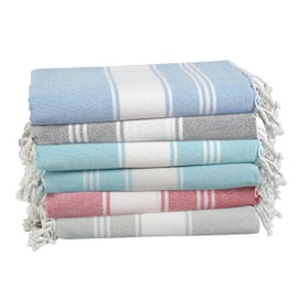 LANE LINEN Beach Towels 6 pack, Oversized Beach Towel, Lightweight Beach essentials for Women, Large Pool Towel, Absorbent & Quick Dry, Sand Free Beach Towel, 39"x71" - Nautical Color