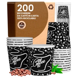 200 Coffee Paper Glasses 65ml BlackCUP Eco Friendly Biodegradable Disposable Small Asport Hot Drinks