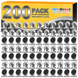 WUDIME 200 Pack Strong Magnetic Clips, Fridge Magnets Refrigerator Magnets, Clip Magnets for Whiteboard, Magnet Clips for List Display Paper Fasteners on Home Office Teaching (Silver)